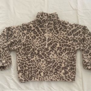 Z Supply Leopard Plush Half Ship Pullover